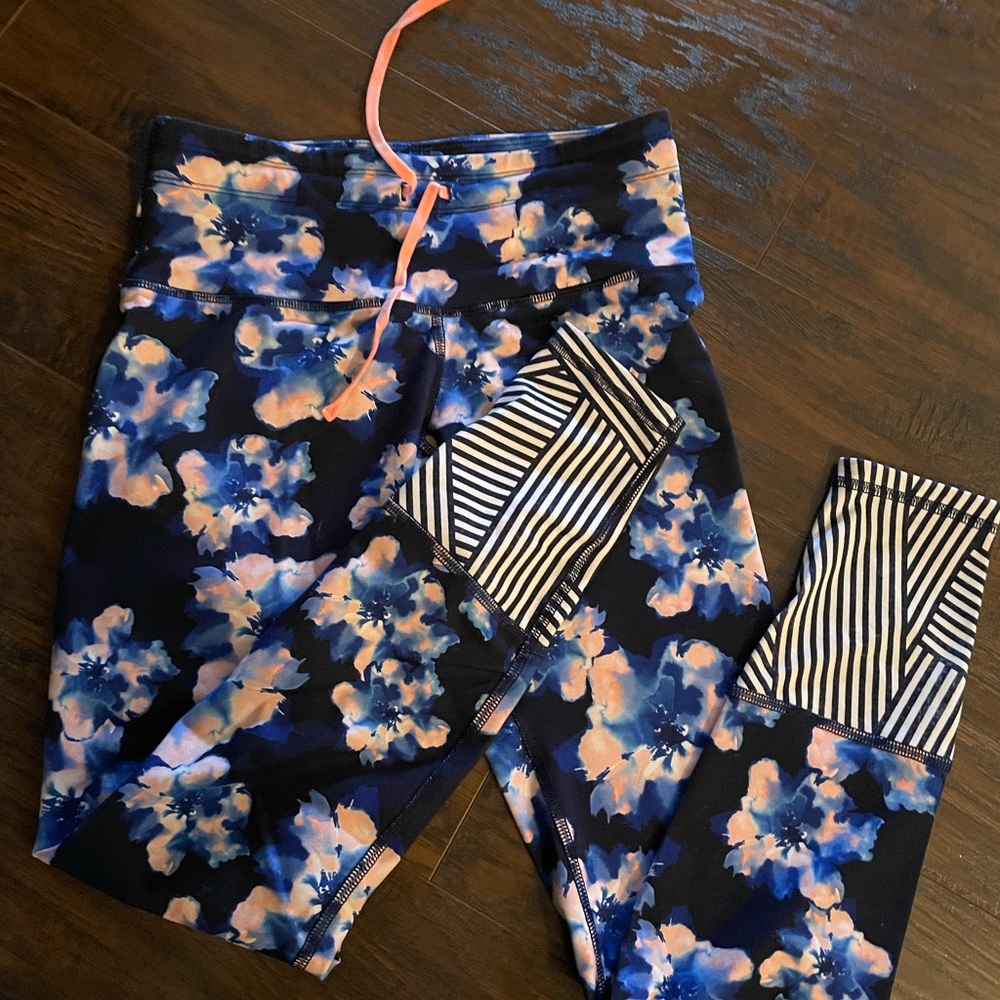 Floral and striped leggings